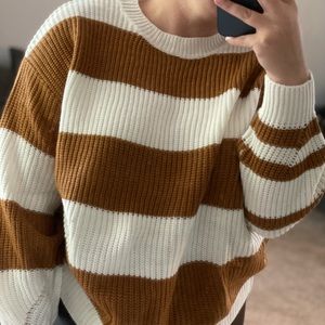 Brown and white striped sweater